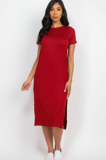 Side slit comfy midi dress