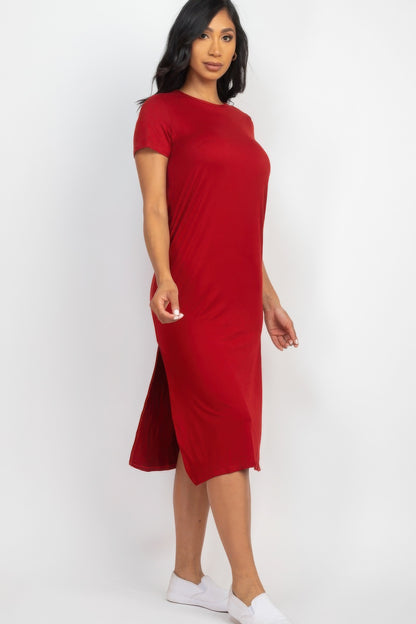 Side slit comfy midi dress