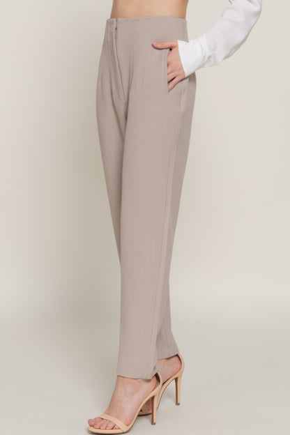 High Waist Pintuck Detail Long Pants