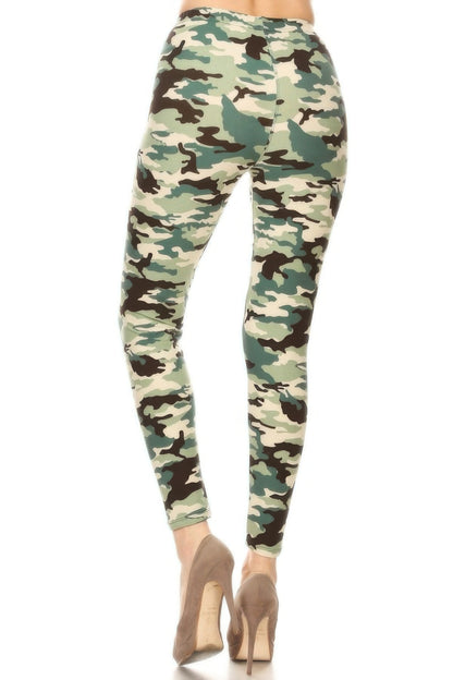 Camo Printed Lined Knit Full Length Legging