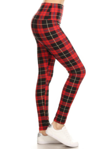 Plaid & Checkered Printed Knit Legging