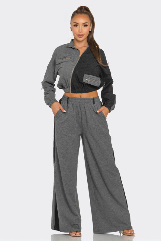 Color Block Pants Set