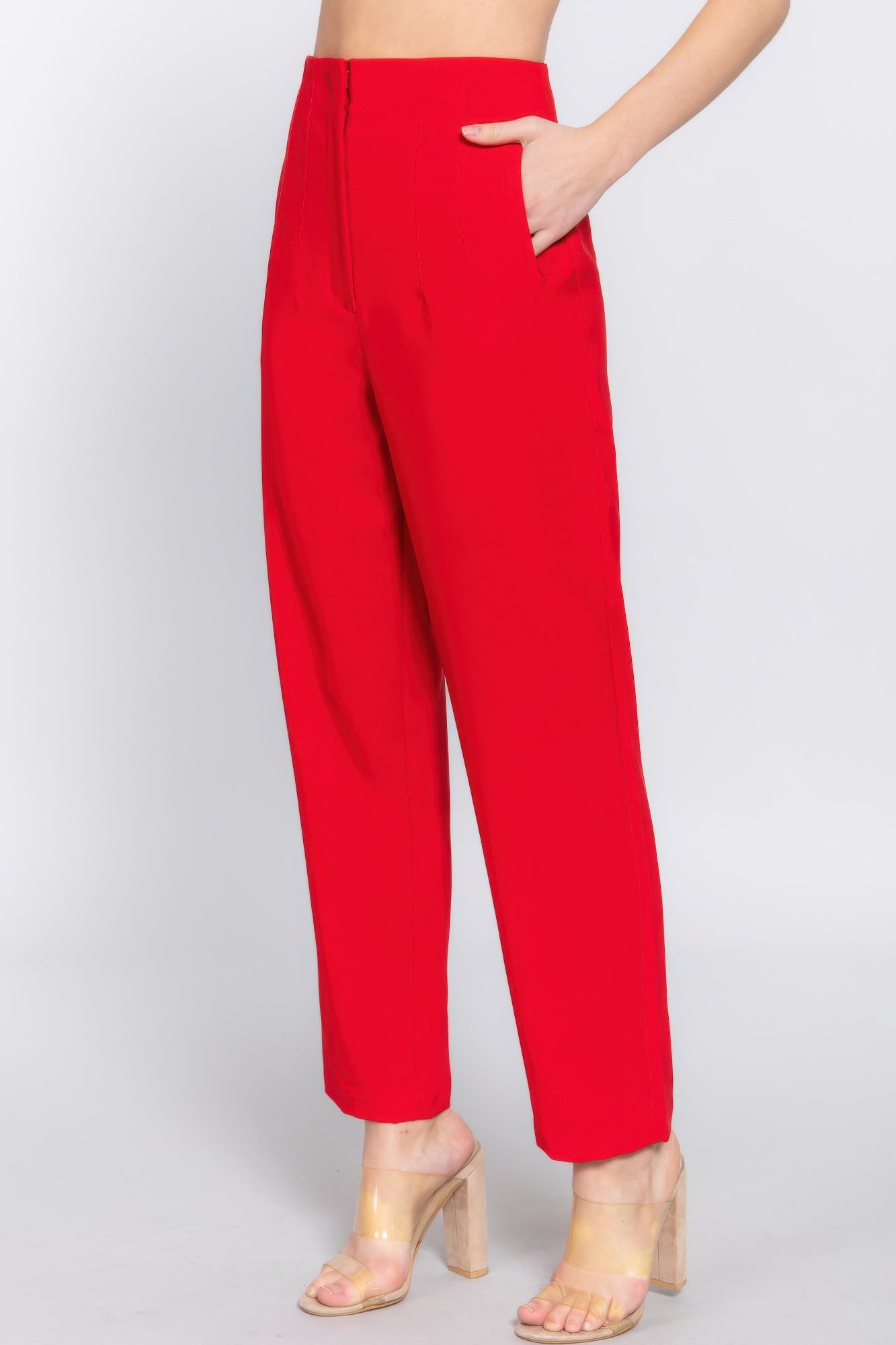 High Waist Pintuck Detail Long Pants