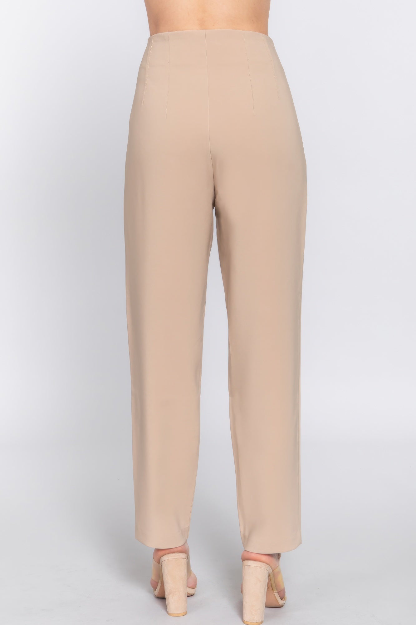 High Waist Pintuck Detail Long Pants