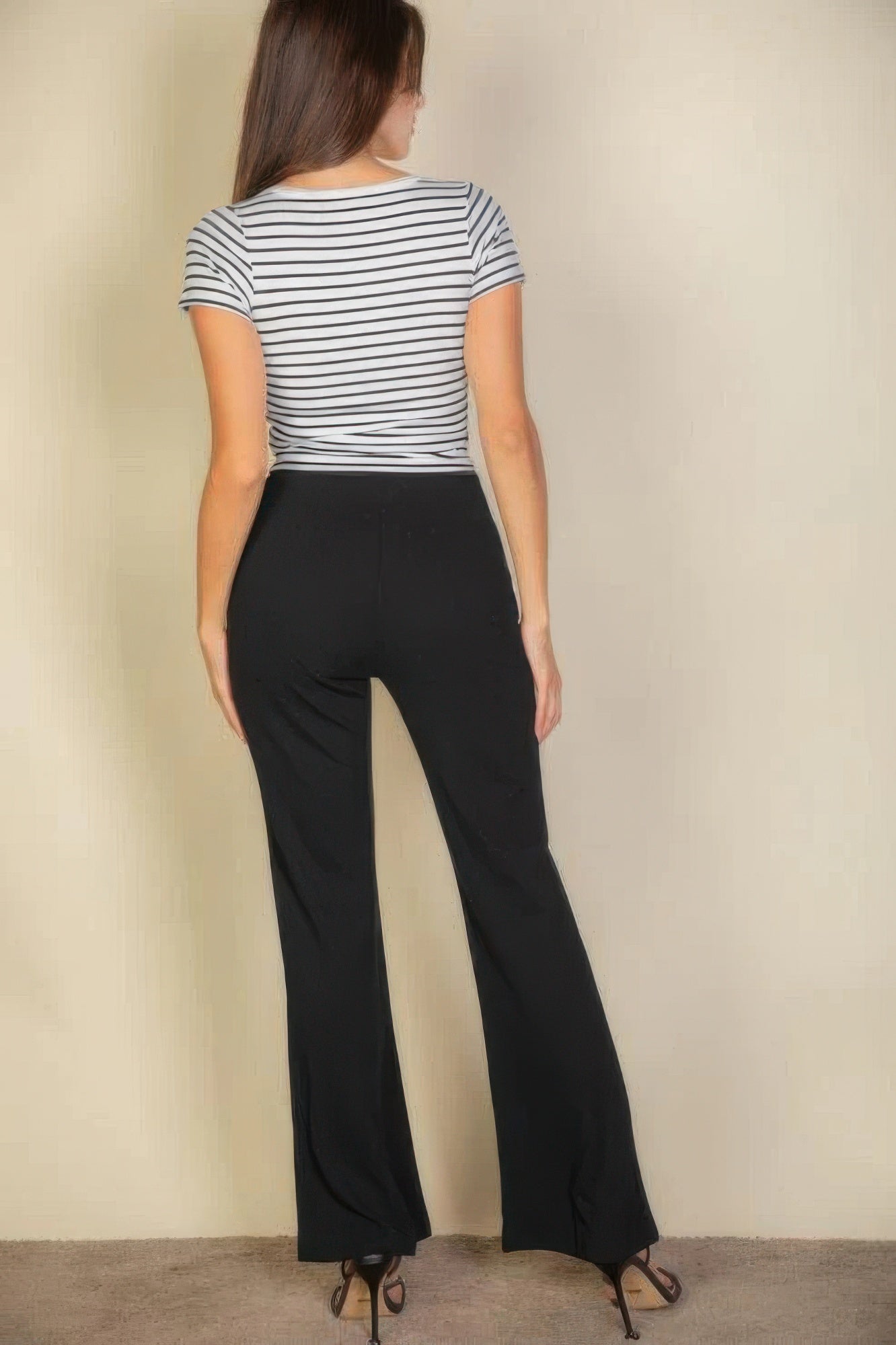 High Waist Stretch Crepe Flare Pants