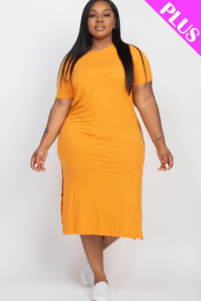 Comfortable Plus Size Dress with Side Slits