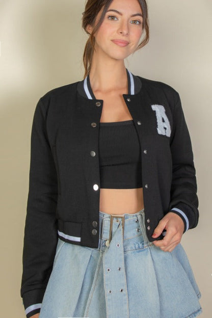 EZwear Varsity Crop Bomber Jacket