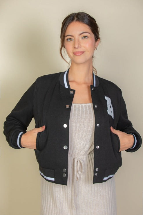 EZwear Varsity Crop Bomber Jacket