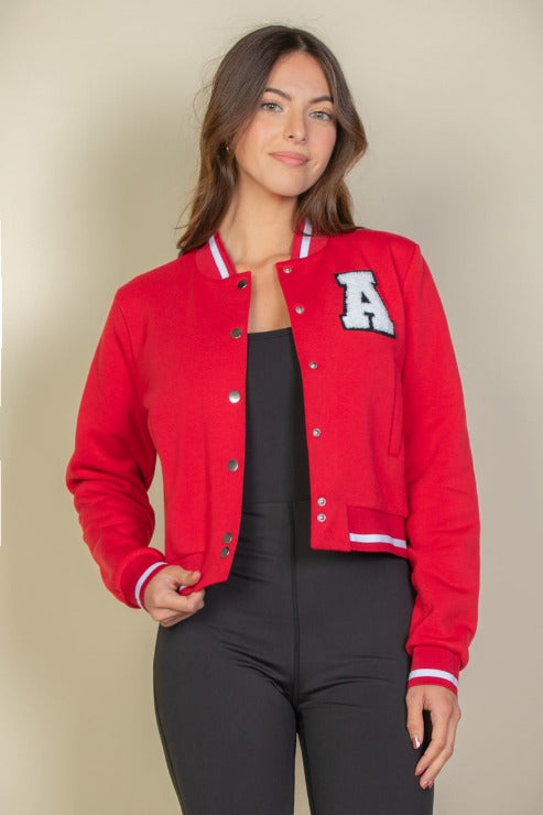 EZwear Varsity Crop Bomber Jacket