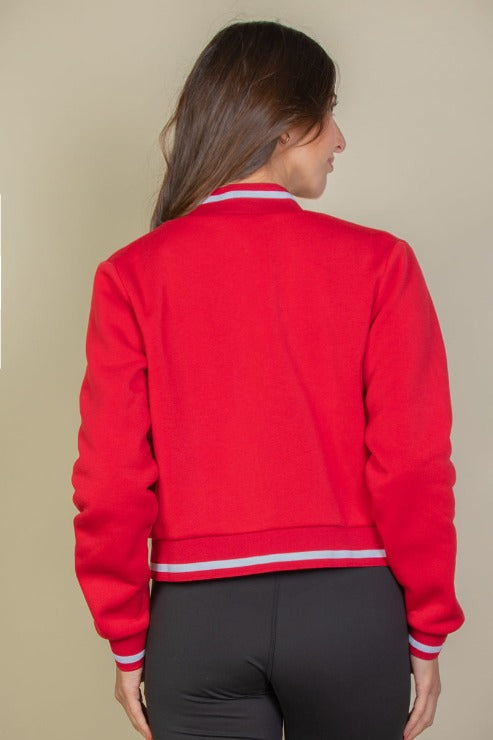 EZwear Varsity Crop Bomber Jacket