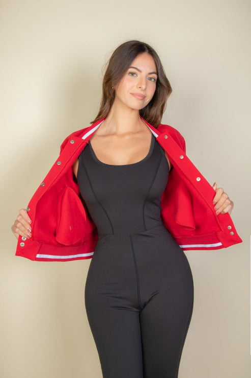 EZwear Varsity Crop Bomber Jacket