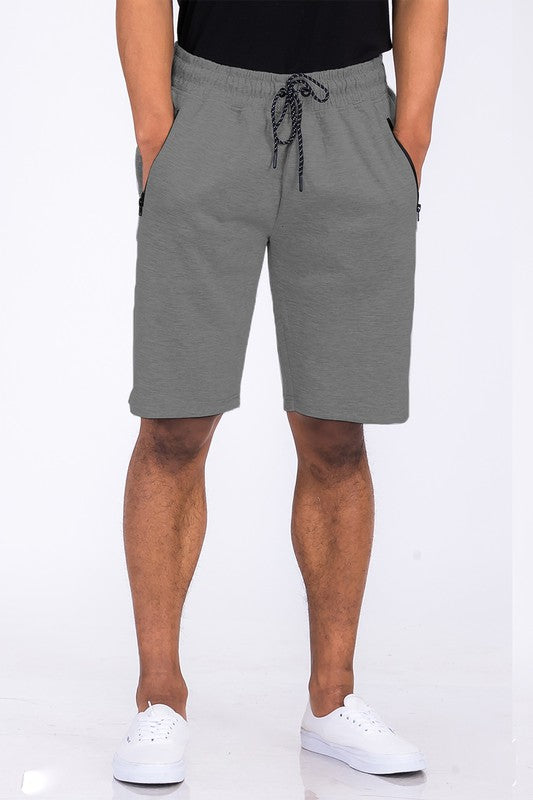 Cotton Blend Lounge Sweat Shorts with Zipper Pockets