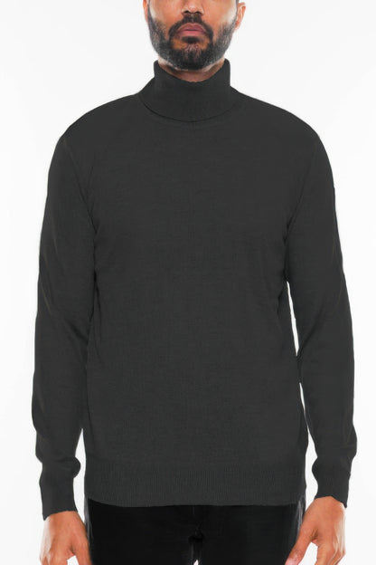 Mens Solid Turtleneck Sweater