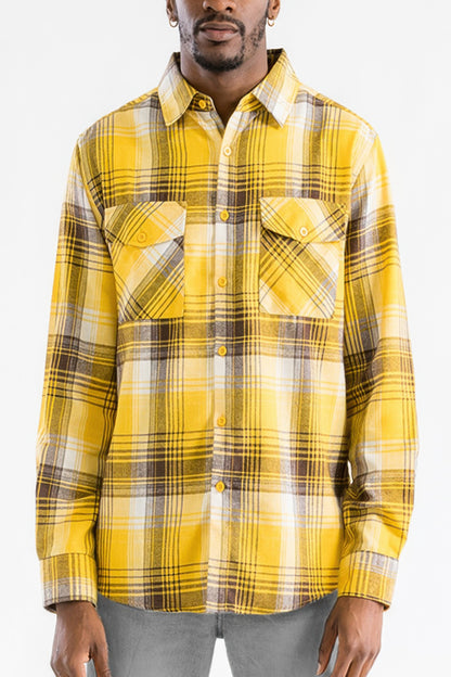 Regular Fit Checker Plaid Flannel Long Sleeve