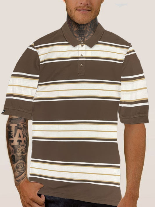 Old School Striped Pique Polo Shirt