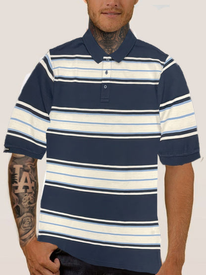 Old School Striped Pique Polo Shirt