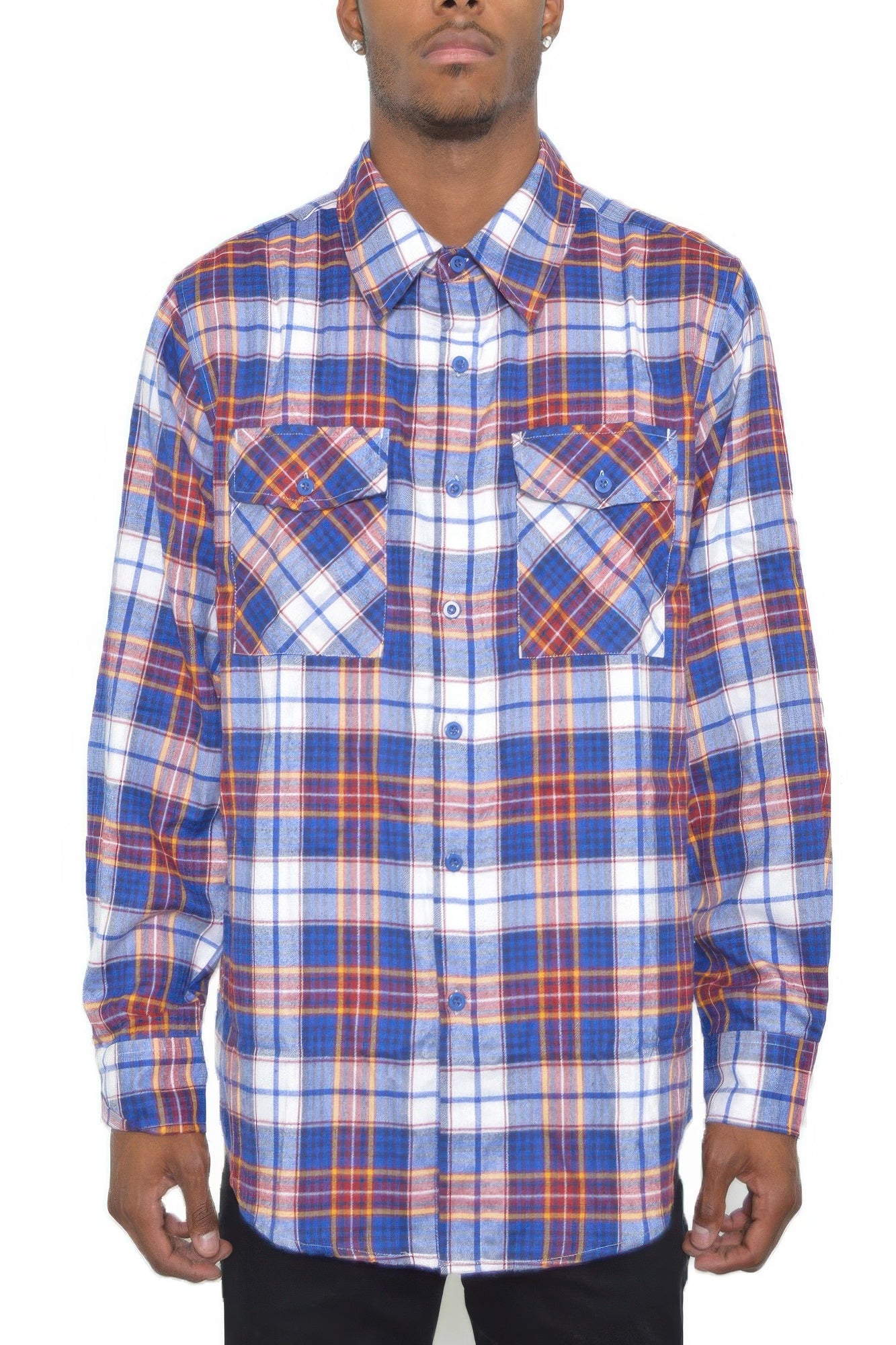 Regular Fit Checker Plaid Flannel Long Sleeve