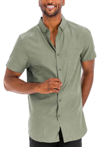 Men's Casual Short Sleeve Solid Shirt