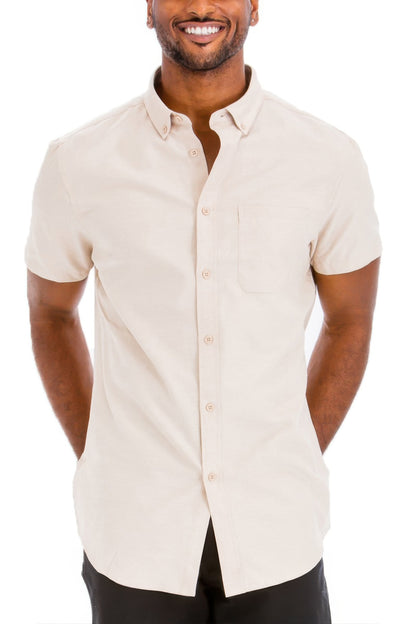 Men's Casual Short Sleeve Solid Shirt