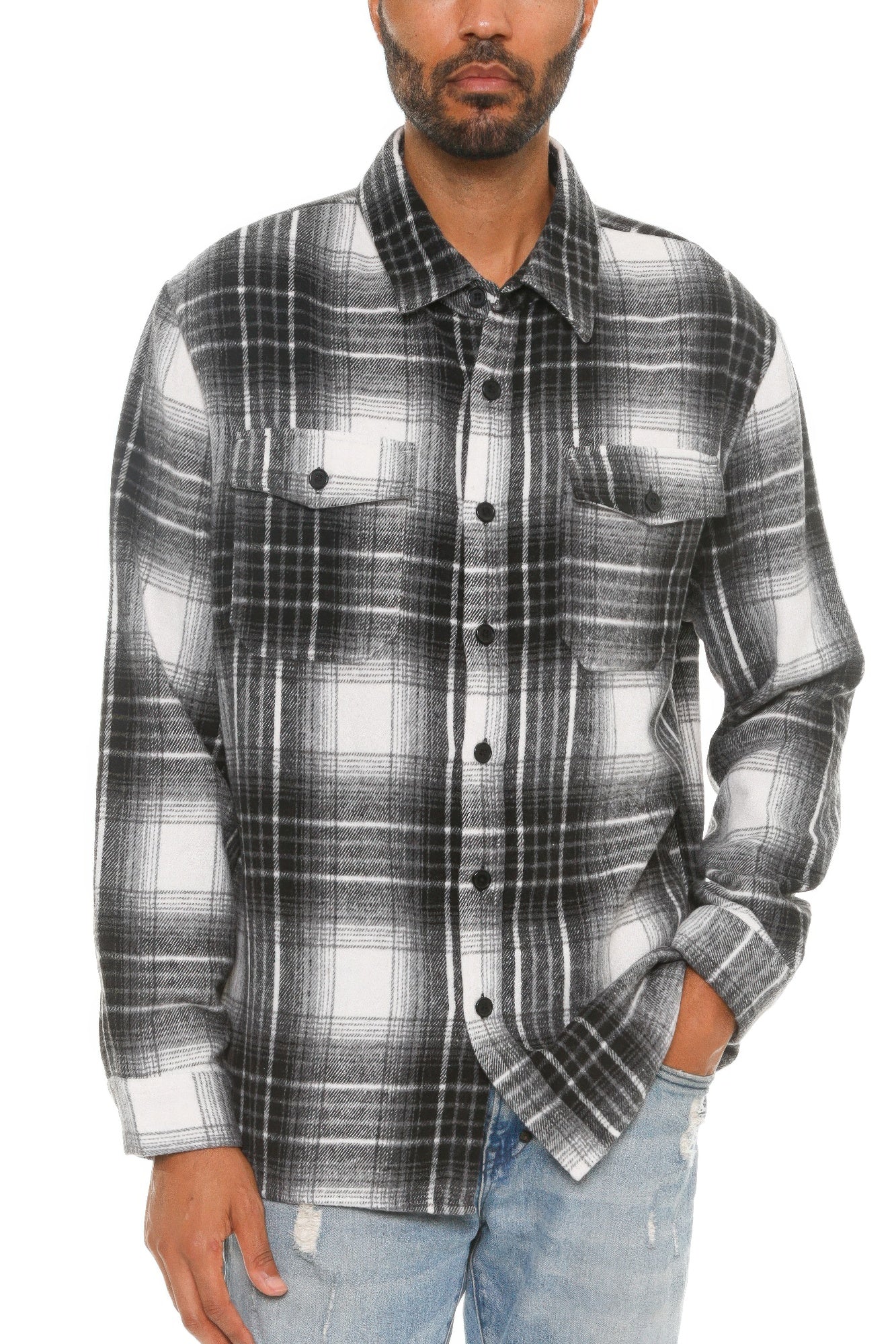 Mens Checkered Soft Flannel Shacket