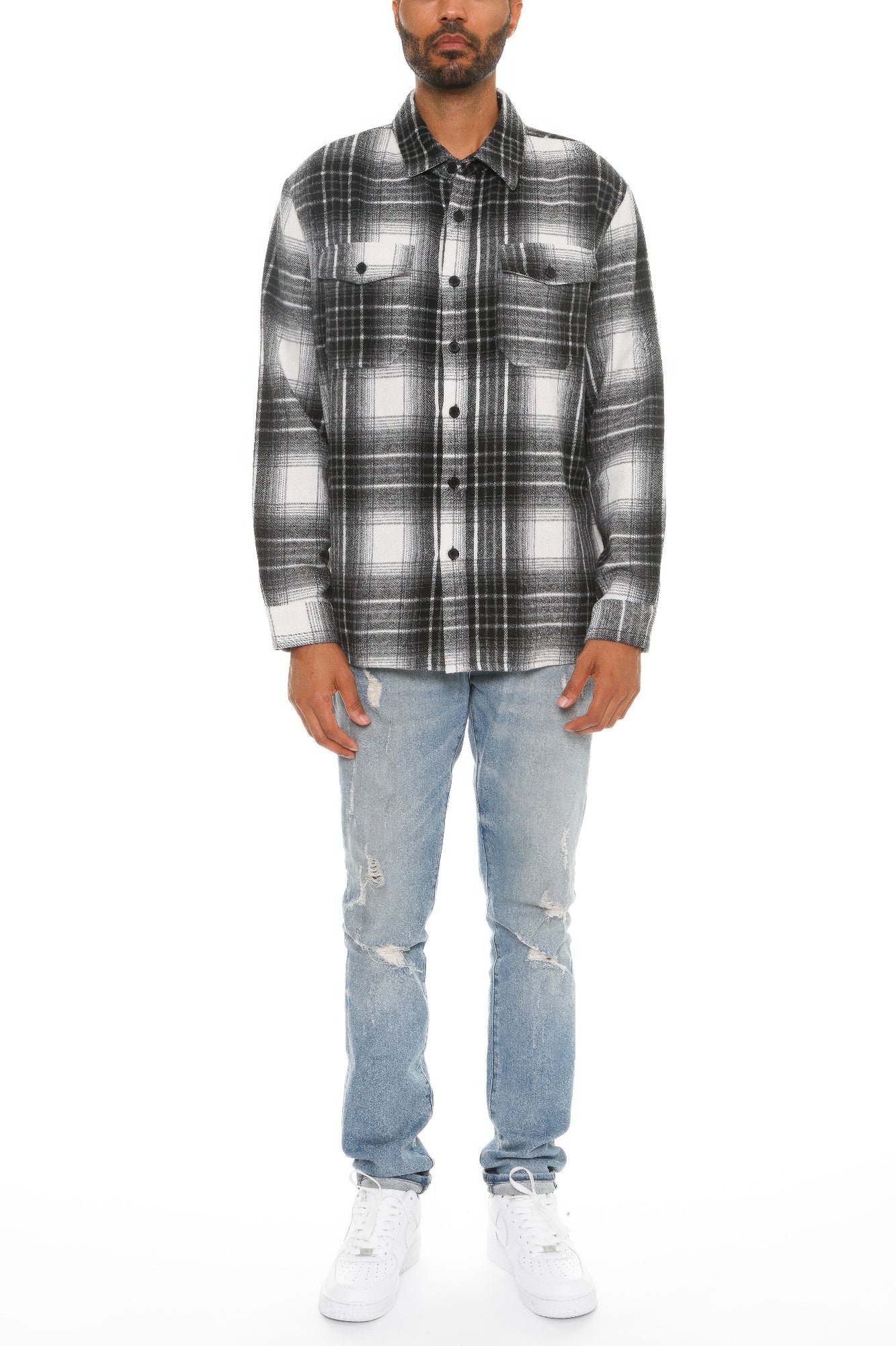 Mens Checkered Soft Flannel Shacket