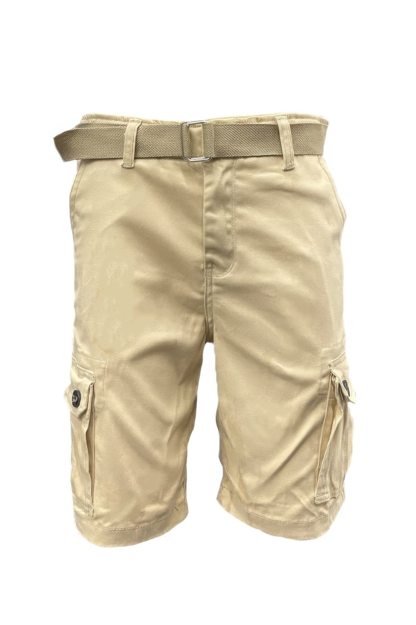 Mens Belted Cargo Shorts With Pockets