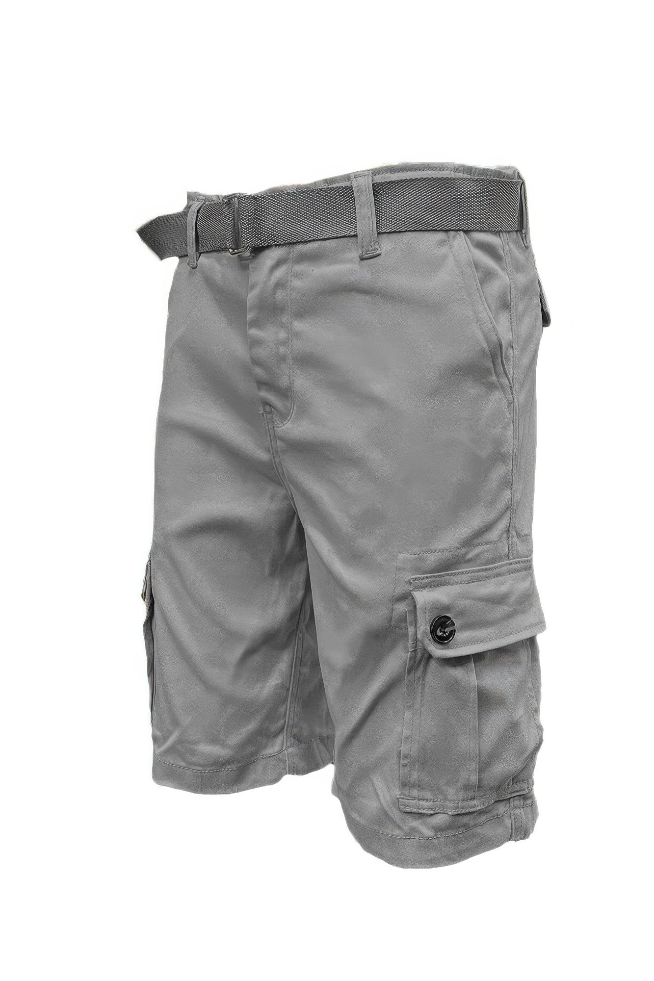 Mens Belted Cargo Shorts With Pockets