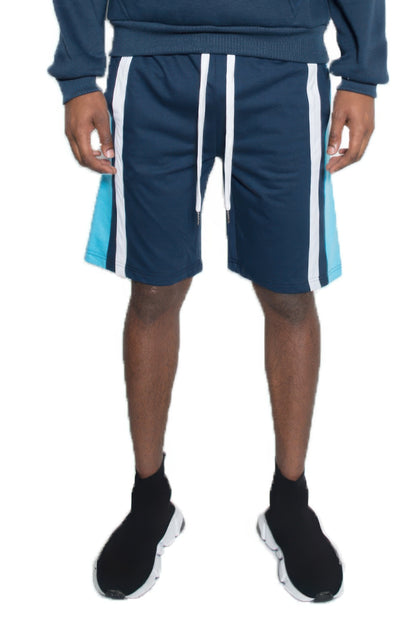 Mens Color Block Stripe Sweat Shorts