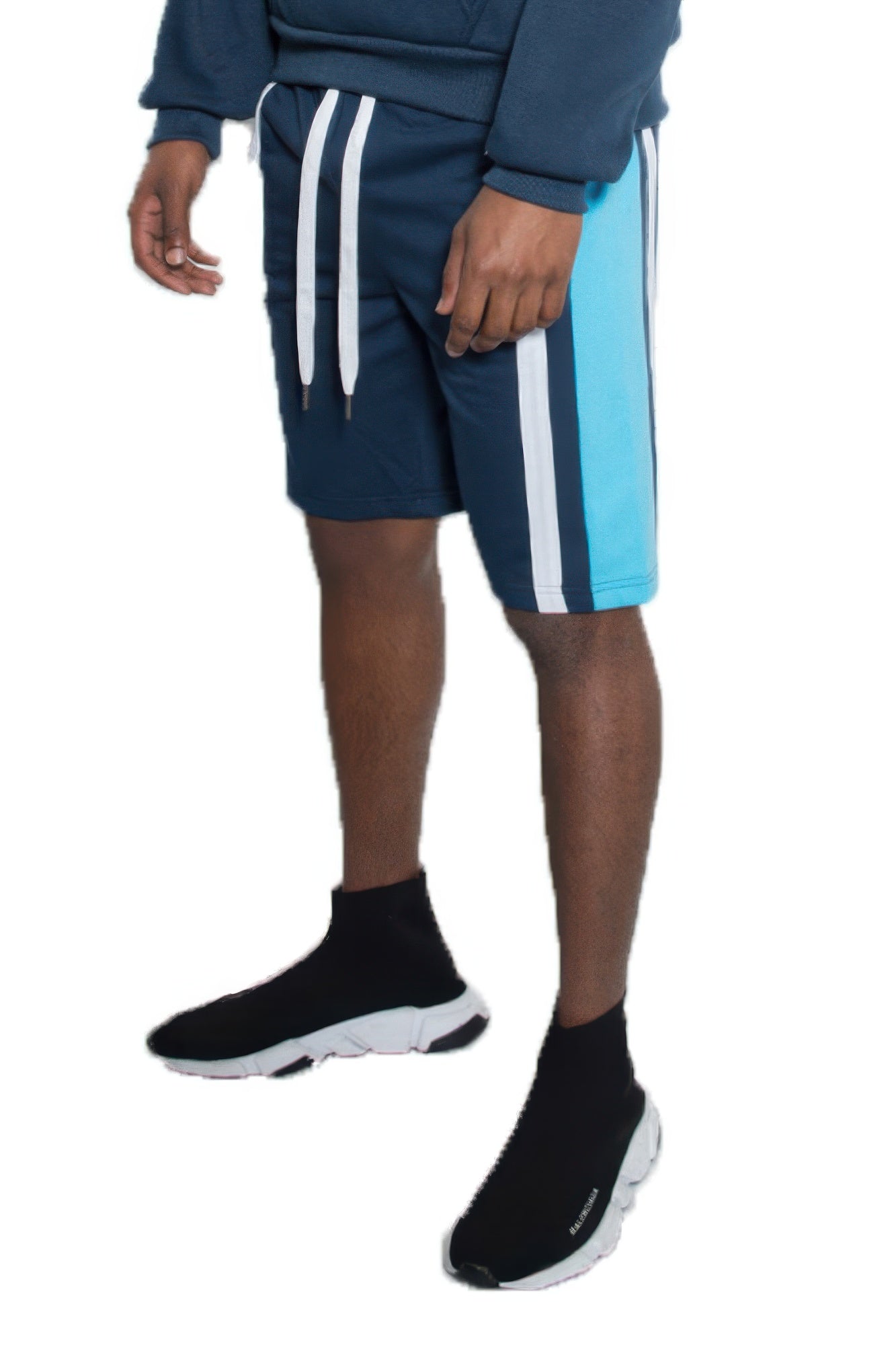 Mens Color Block Stripe Sweat Shorts