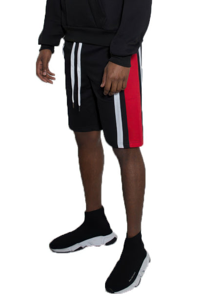 Mens Color Block Stripe Sweat Shorts