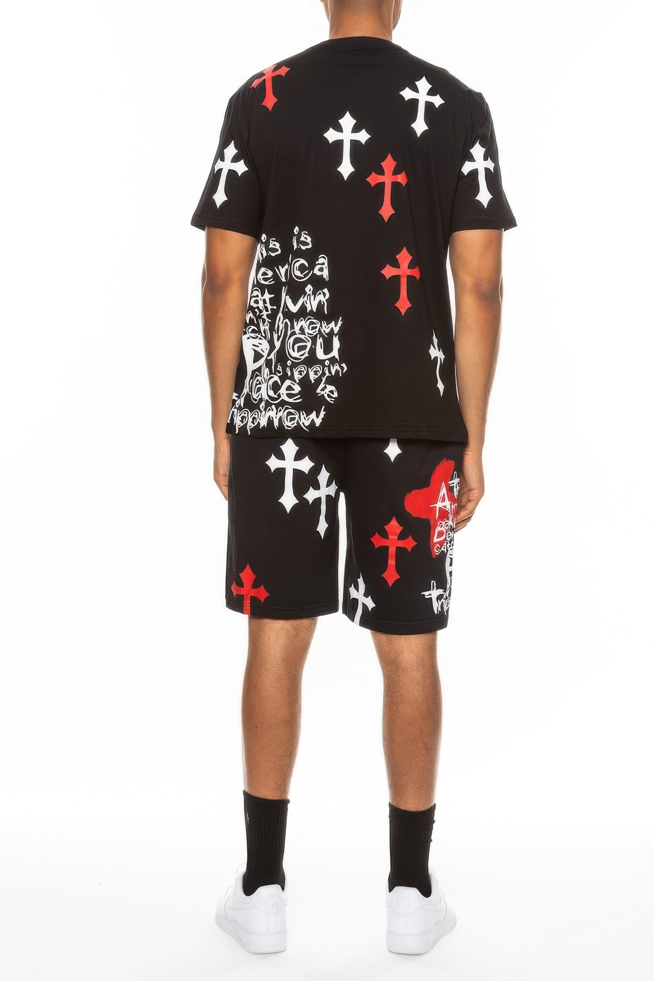 Cotton Print Chome Cross Thirt Short Set