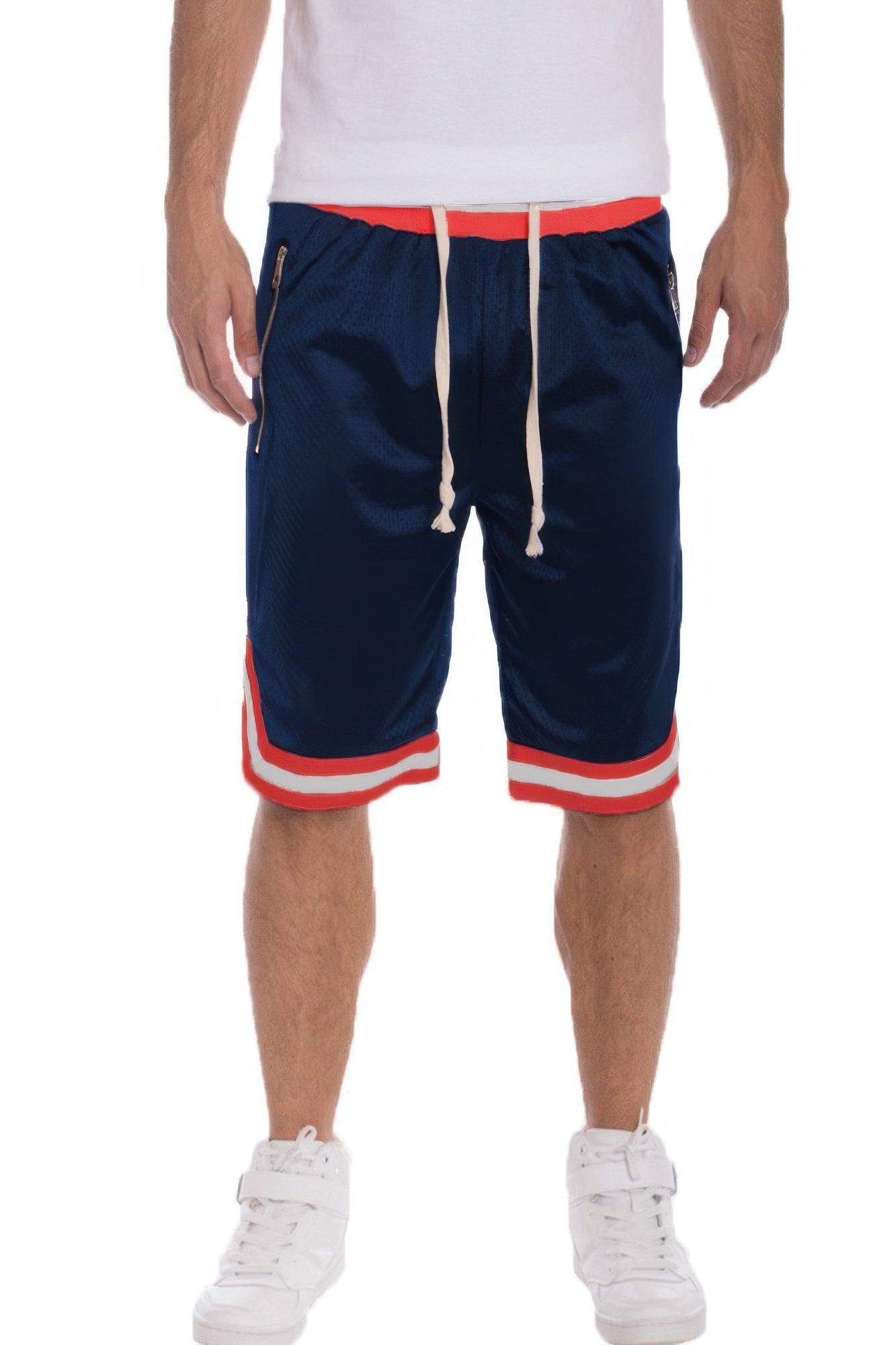 Striped Band Solid Basketball Shorts