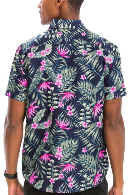 Hawaiian Print Button Down Shirt