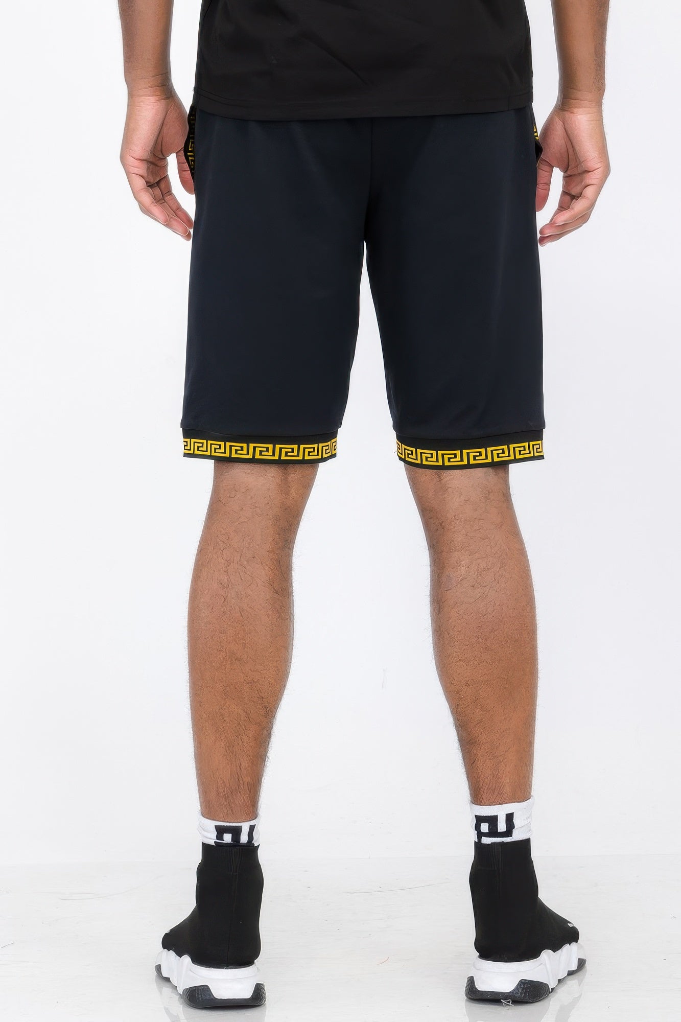 Mens Black And Gold Detail Shorts