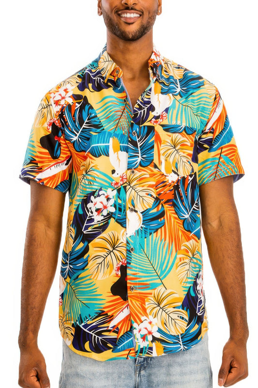 Hawaiian Print Button Down Shirt