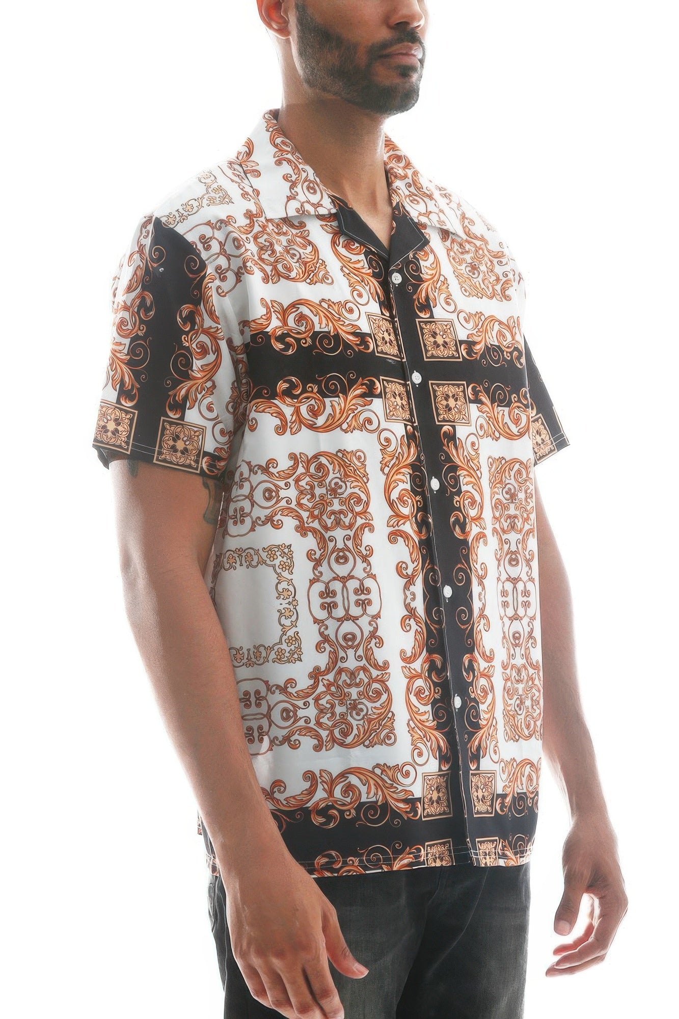 Mens Collared Print Button Down