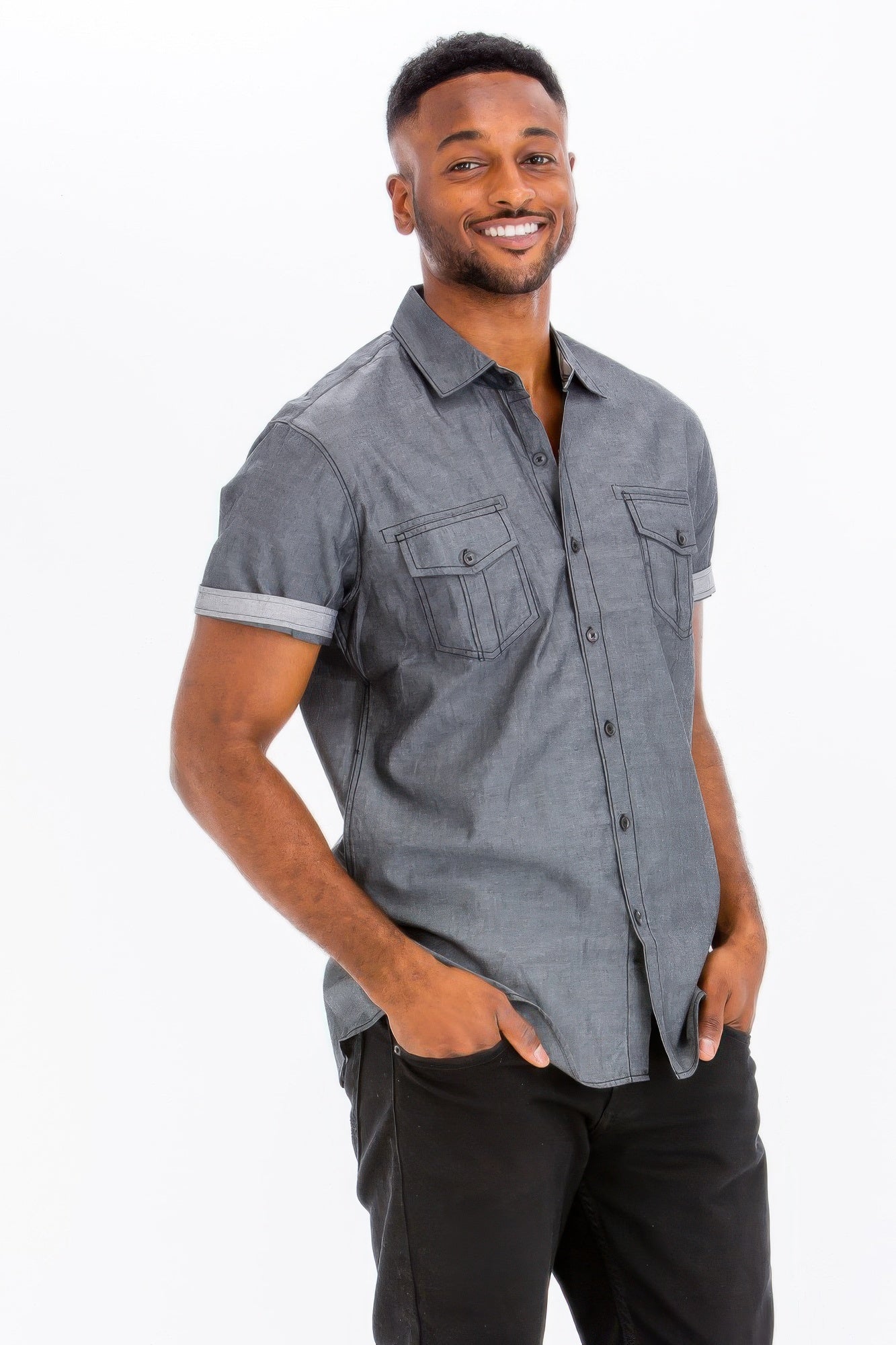 Men's Casual Short Sleeve Two Tone Shirts