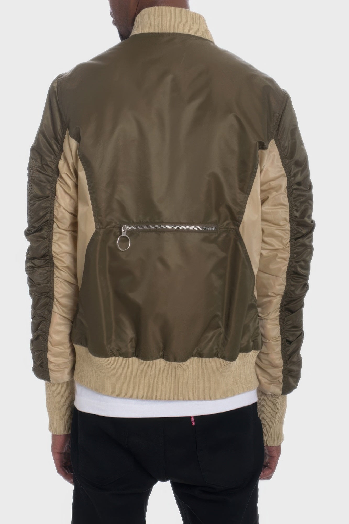 Two Tone Color Block Bomber Jacket