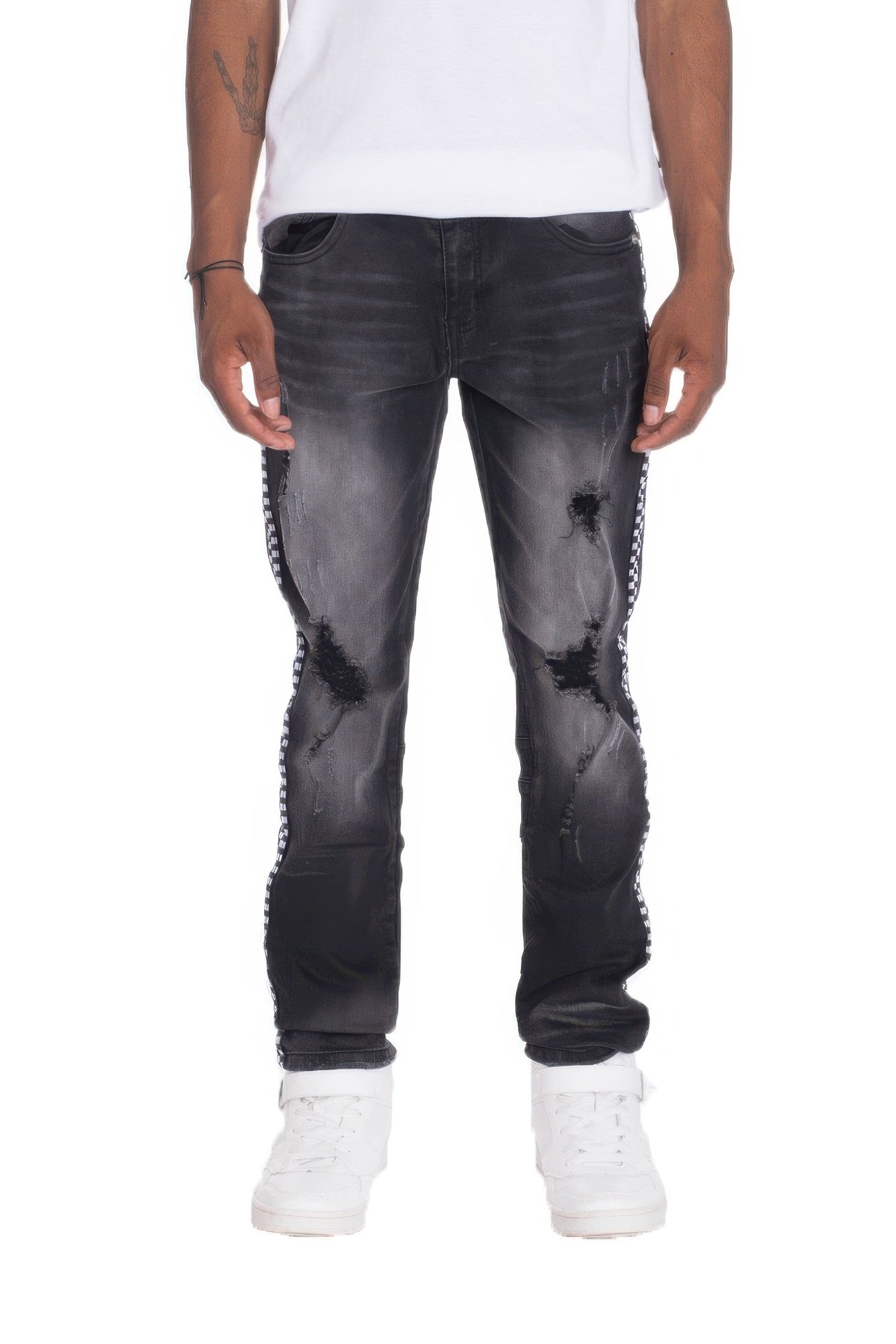 Distressed Denim Checkered Tape