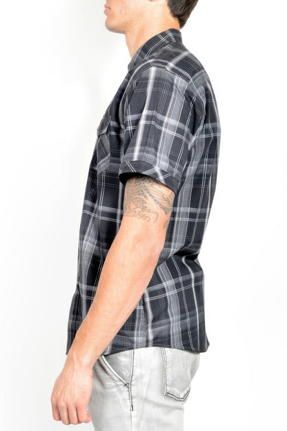 Men's Casual Short Sleeve Plaid Shirts