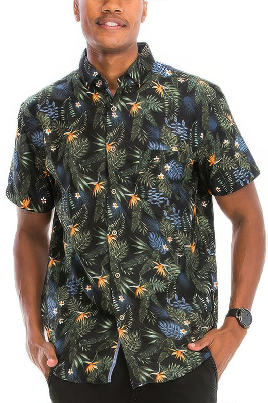 Hawaiian Print Button Down Shirt