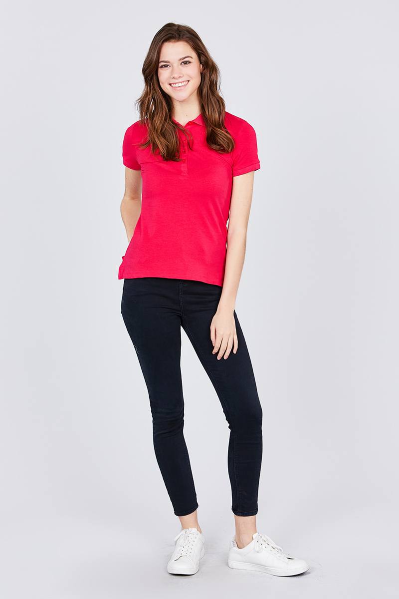 Classic Jersey Spandex Polo Top