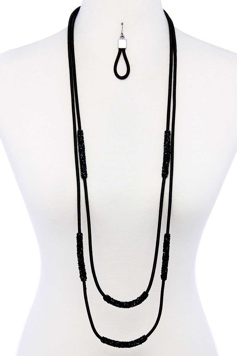 Double Layer Chic Long Necklace And Earring Set