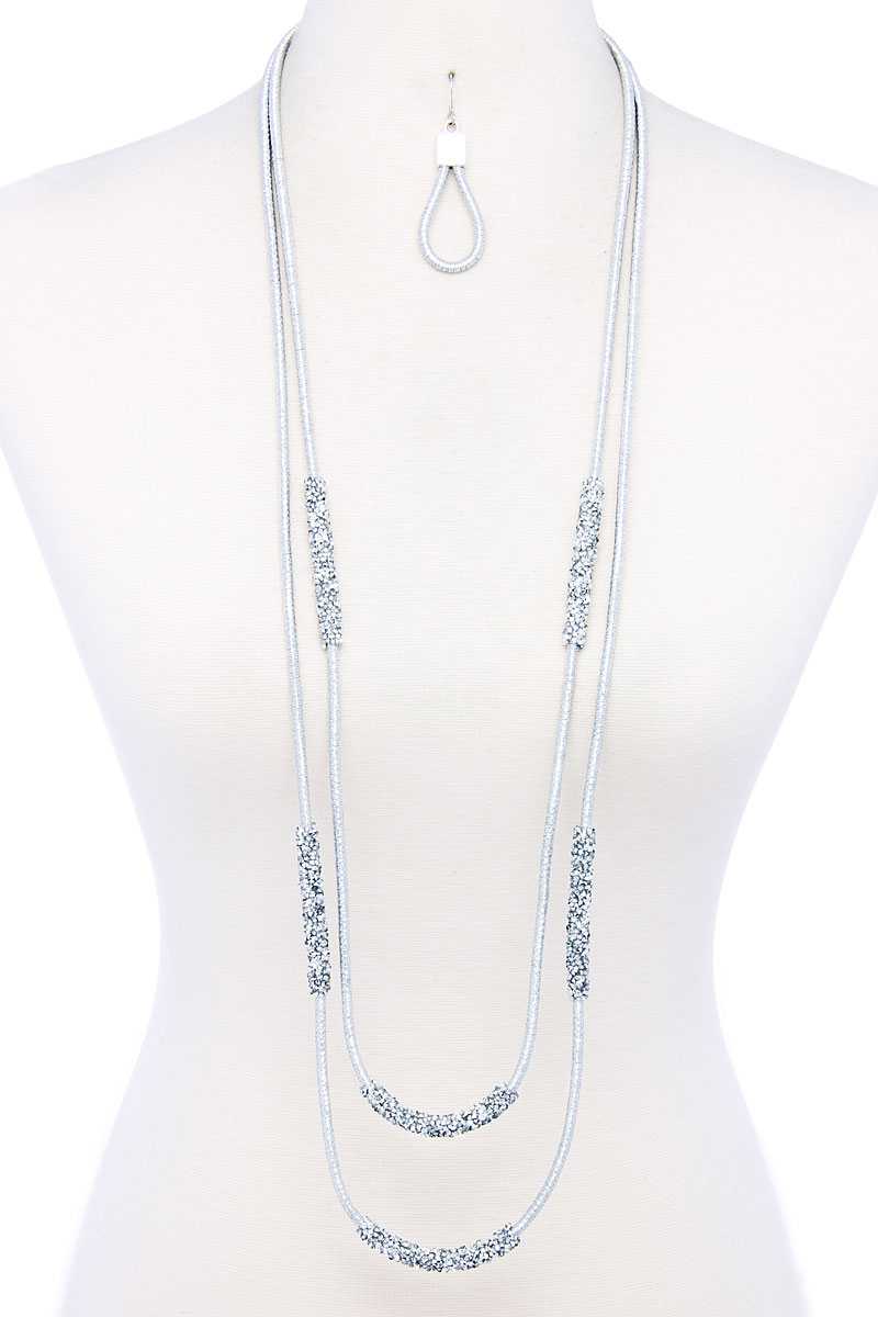 Double Layer Chic Long Necklace And Earring Set