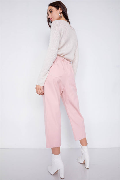 Pastel Chic Solid Ankle Wide Leg Adjustable Snap Waist Pants