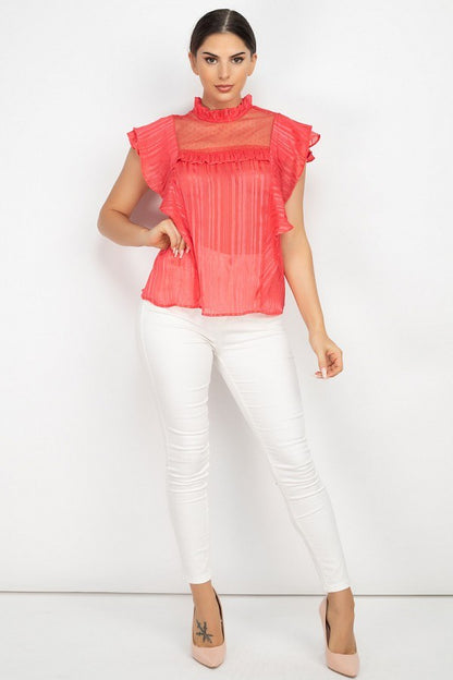 Short Sleeve Ruffle Shadow Top