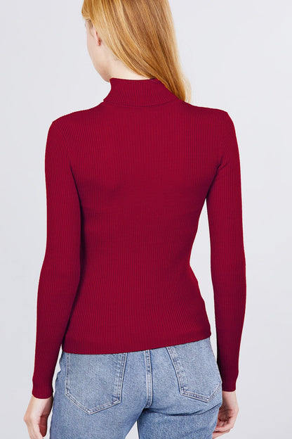 Turtle Neck Viscose Rib Sweater