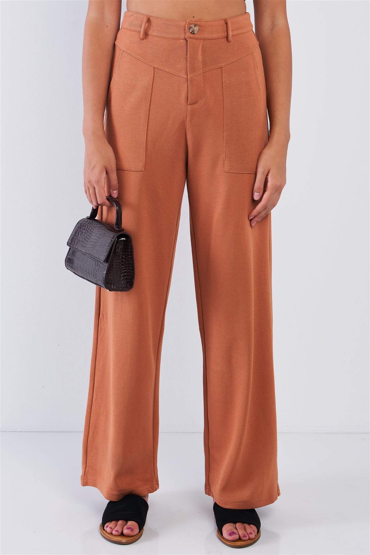 High Waisted Stretchy  Casual Pant Relaxed Fit Camel Pant