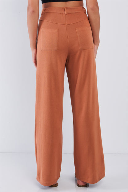 High Waisted Stretchy  Casual Pant Relaxed Fit Camel Pant