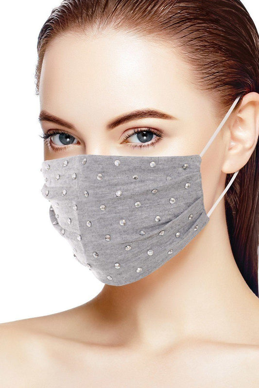 3d Shiny Silver Metal Studs Cotton Fashion Face Mask